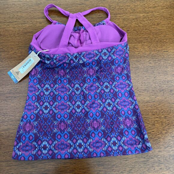 NWT Women's Sz Small Prana Quinn Veeda Top Tank Blue Purple Shelf Bra Strappy - Picture 6 of 8